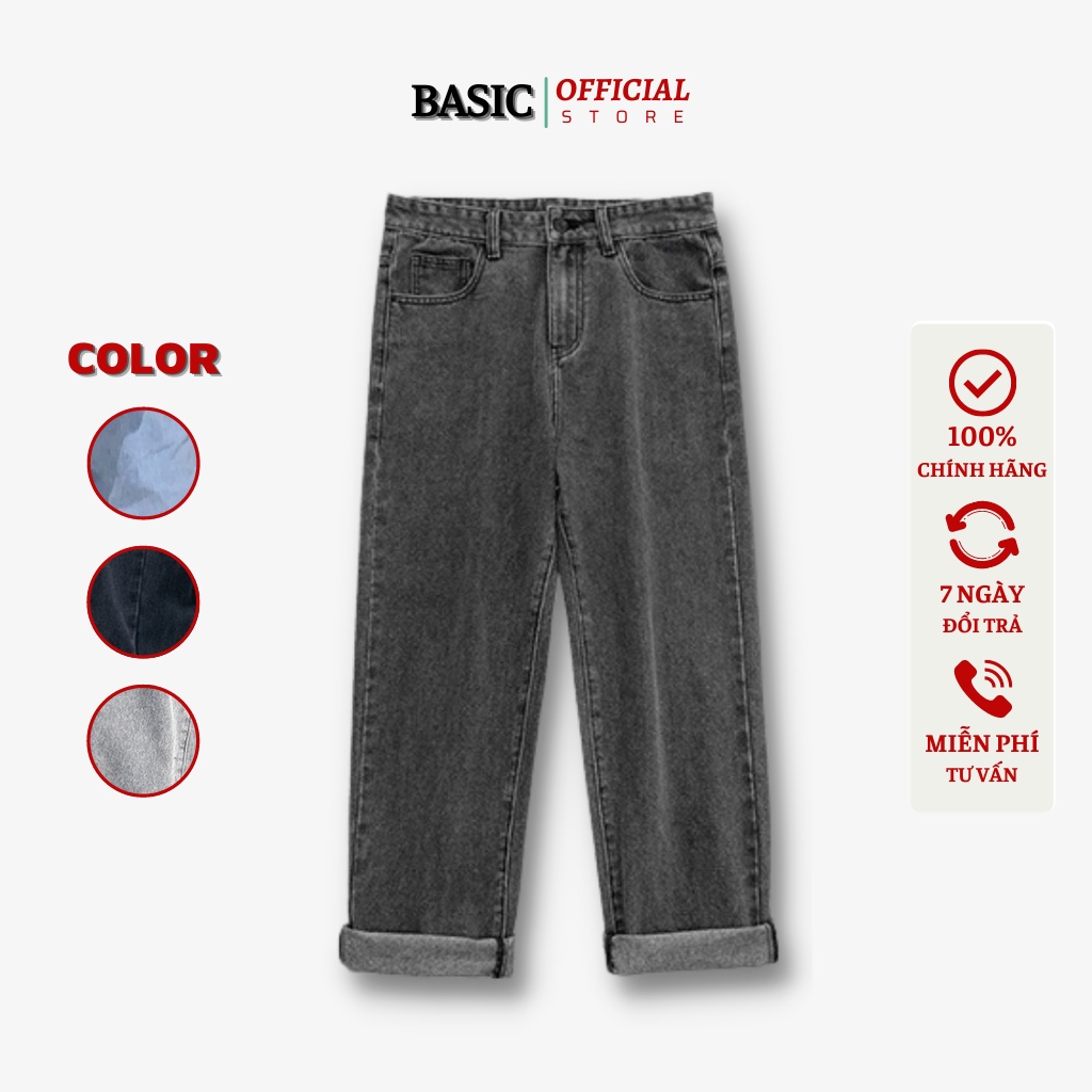 Quần bò nam BASIC baggy ống rộng màu Xám, đen phong cách hàn quốc