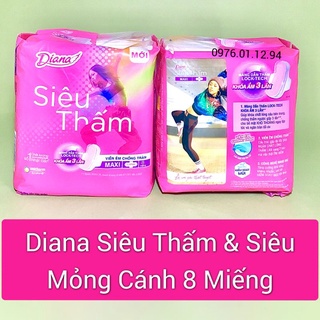 Băng vệ sinh diana siên thấm & siêu mỏng cánh 8 miếng