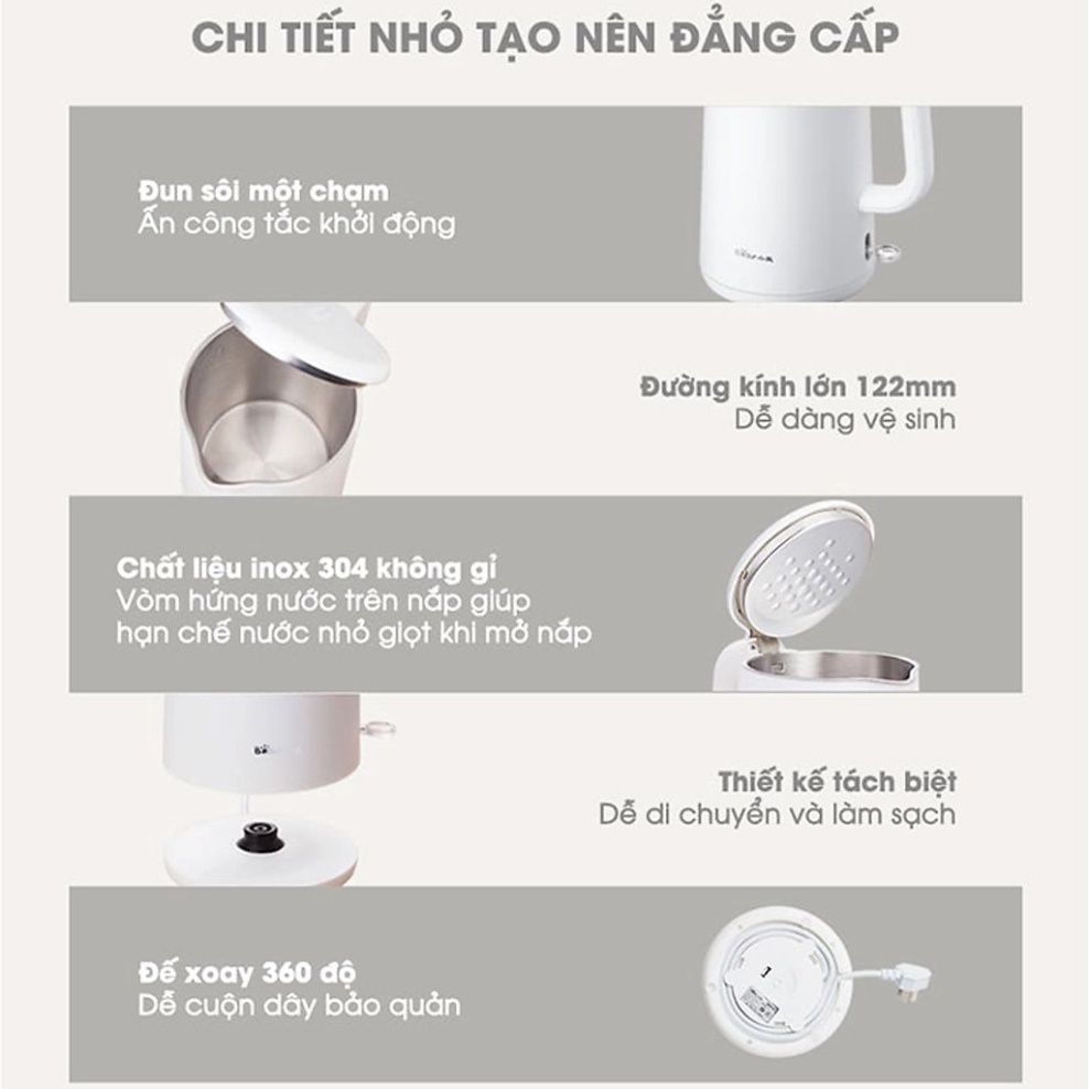 Ấm đun siêu tốc Bear 1.5L ZDH-B15T1 - Hàng Nội Địa