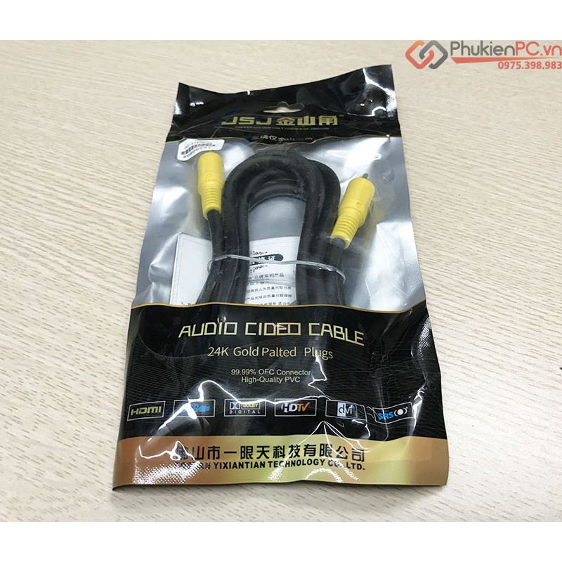Dây cáp hoa sen AV RCA dài 1.8M dùng cho Sound card Loa Âm ly, HD Player to TV (Tivi) Amply dàn âm thanh.
