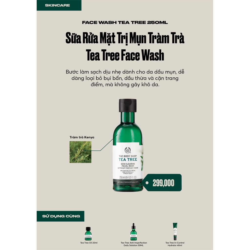 Sữa rửa mặt dạng gel The Body Shop Tea Tree Skin Clearing Facial Wash 250ml