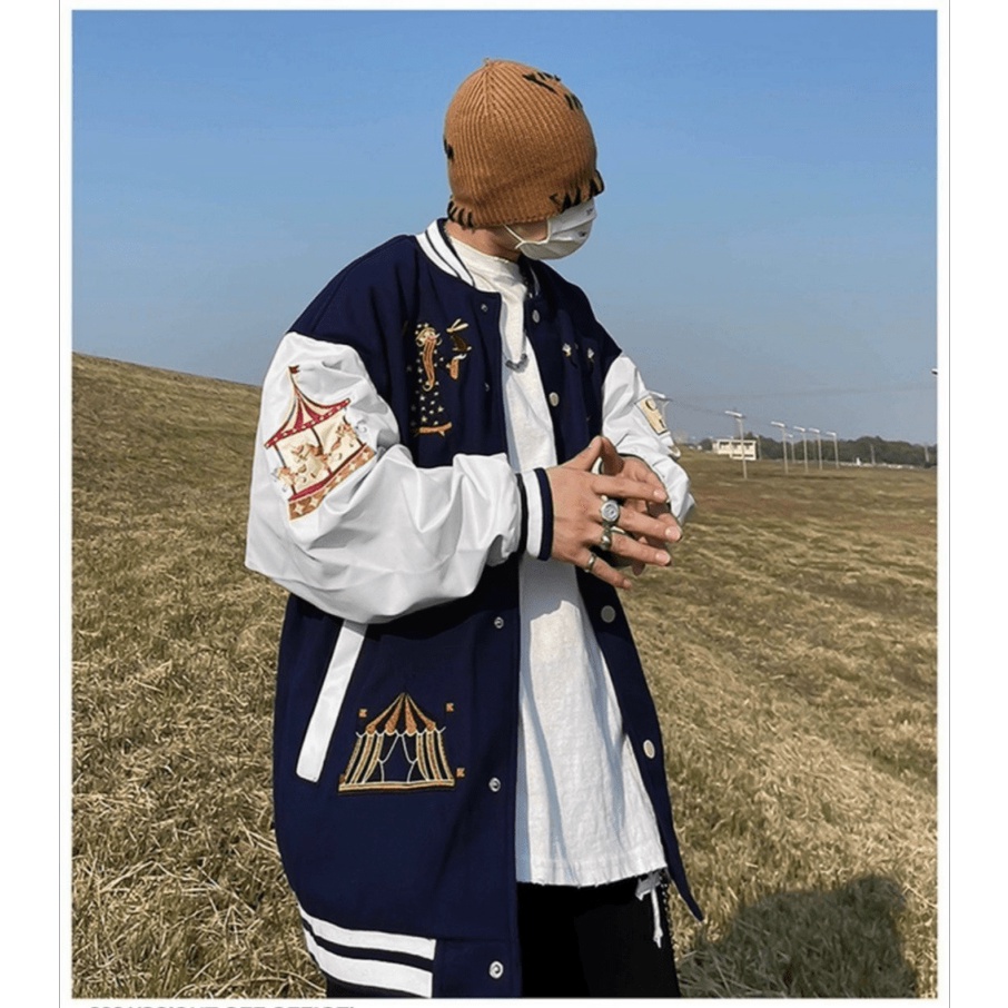 Áo  Khoác Bomber Nam Chất Dù Hai Lớp Chú Hề Form Unisex, Kiểu Bóng Chày Rộng Rãi Thoải Mái [NEW UNISEX]