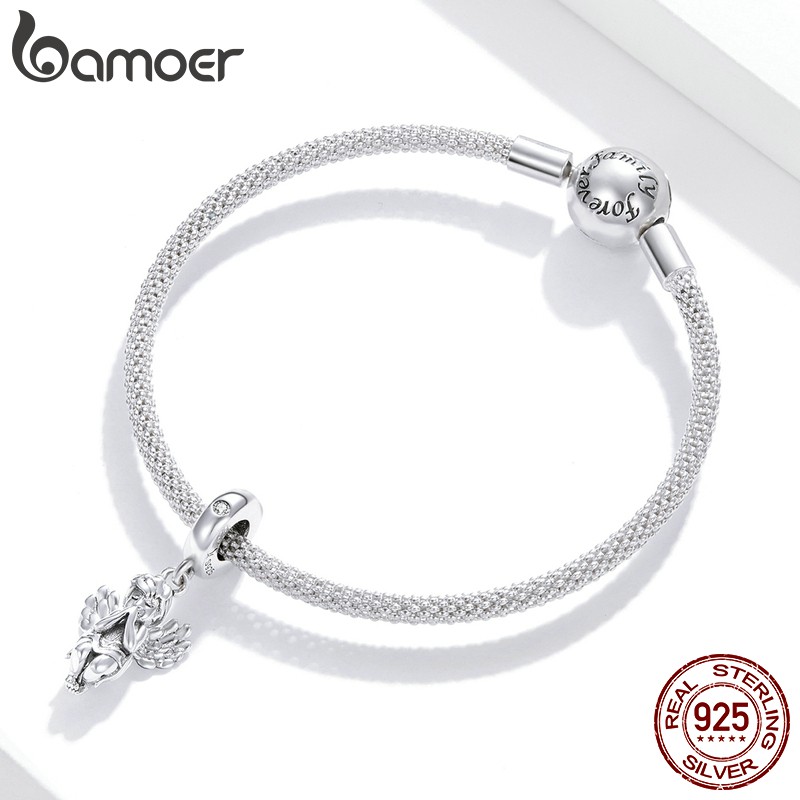 Mặt vòng tay BAMOER SCC1686 bạc 925 hình thiên thần nhỏ đính CZ thời trang cho nữ