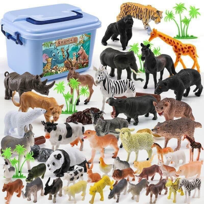 Thùng Mô Hình Động Vật 58 Chi Tiết Đồ Chơi Thông Minh Cho Bé
