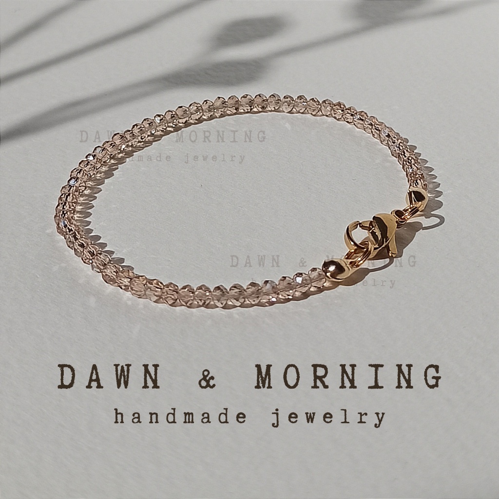 Be nude ~2-2.5mm - Vòng tay nữ hạt pha lê thủy tinh trong suốt phong cách thời trang trung tính, dễ phối trang phục