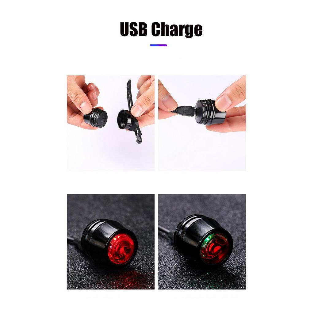 Đèn hậu LED USB MOSOWORLD màu đỏ cảnh báo an toàn không thấm nước cho xe đạp