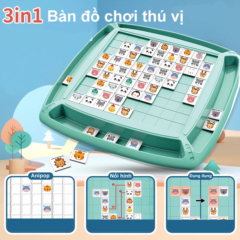 Bộ Đồ Chơi, Bảng Trò Chơi Bàn Cờ 3 Trong 1 Ghép Hình Pikachu- Trò Chơi Trí Tuệ Phát Triển Tư Duy Cho Bé