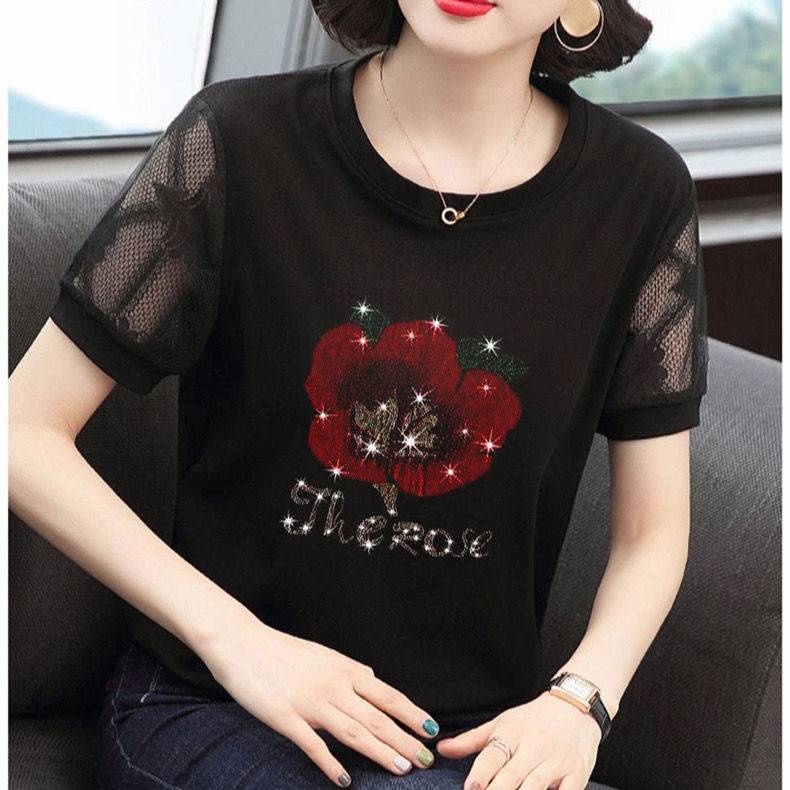 Áo Thun Tay Ngắn Màu Đen Chất Liệu Chiffon Cao Cấp Thời Trang