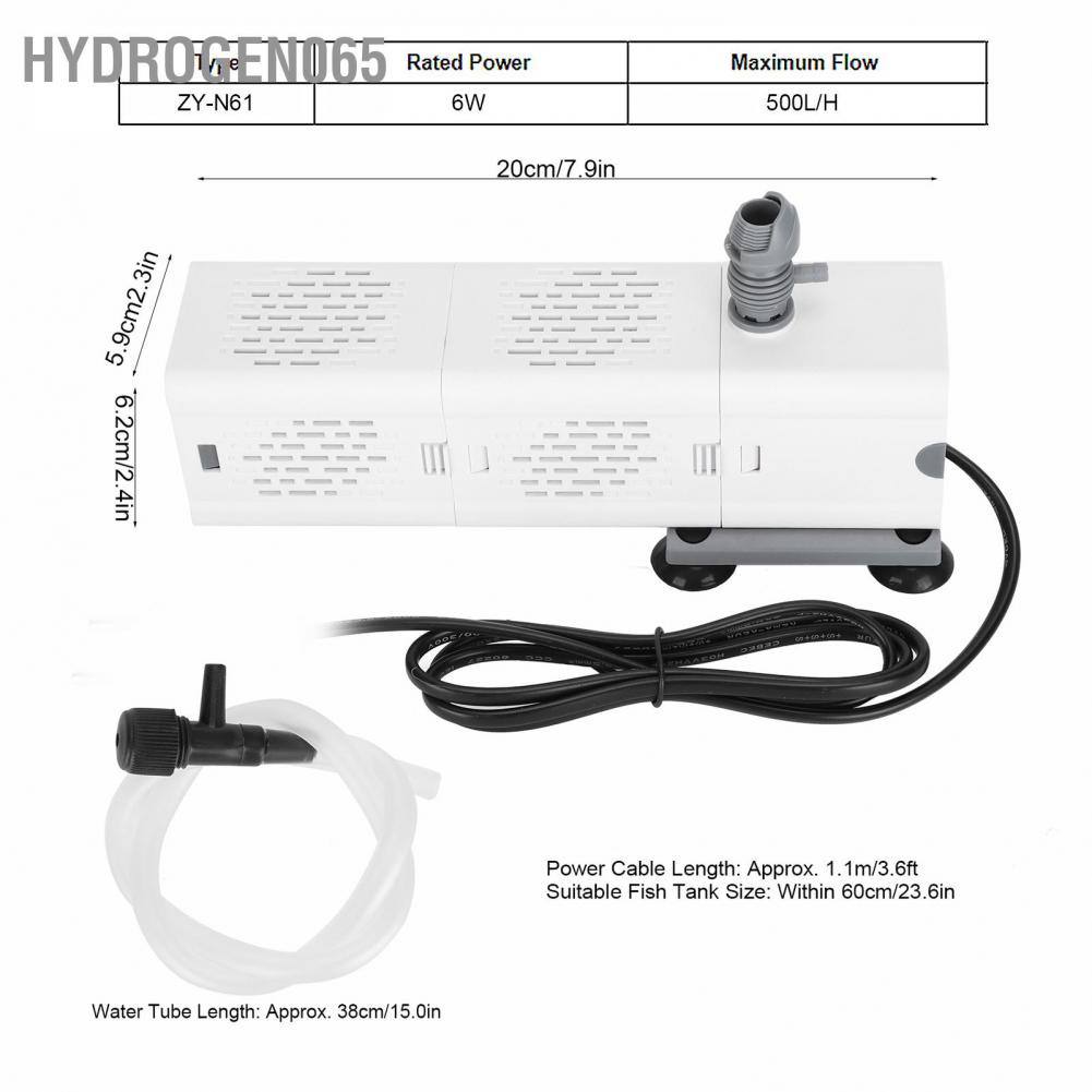 Bộ lọc tích hợp máy bơm chìm không ồn cho hồ cá ZY-N61 Hydrogen065