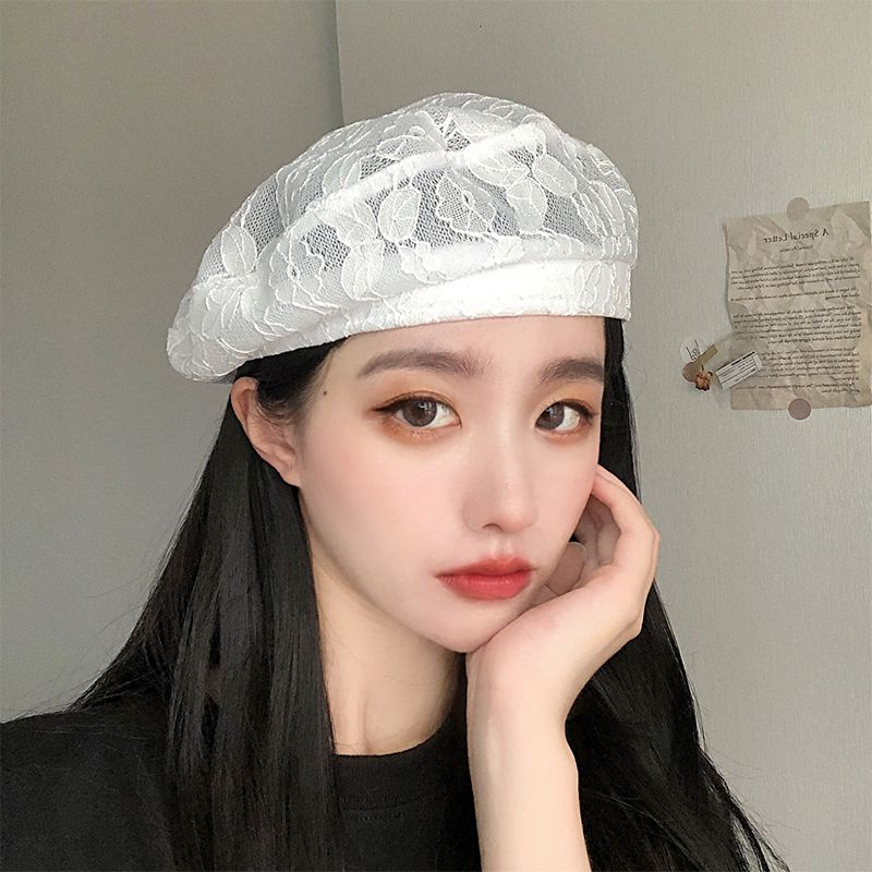 Mũ beret nữ phối ren, mũ nồi hè thu thời trang Hàn Quốc CÓ SẴN