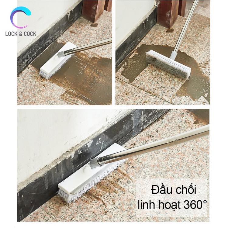 Chổi Chà Sàn Thông Minh 2 Mặt 115cm- Chổi lau sàn gạt nước quét gạch 2 đầu tiện lợi dễ điều chỉnh chiều dài LOCK&COCK