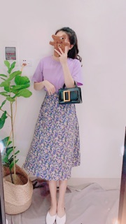 Set áo phông chân váy hoa