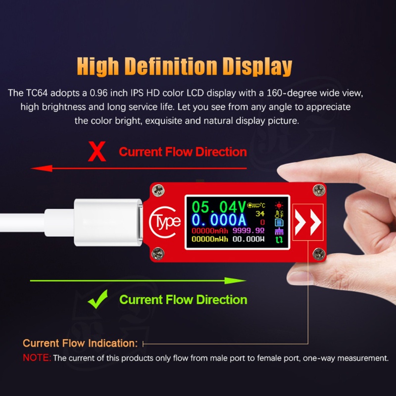 Thiết Bị Kiểm Tra Điện Áp USB Hiển Thị Màn Hình Kỹ Thuật Số