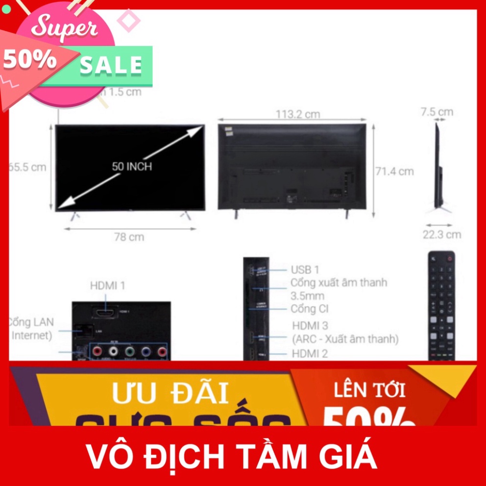 Smart Tivi TCL 50 inch 4K UHD L50P62 (Chính Hãng Phân Phối)
