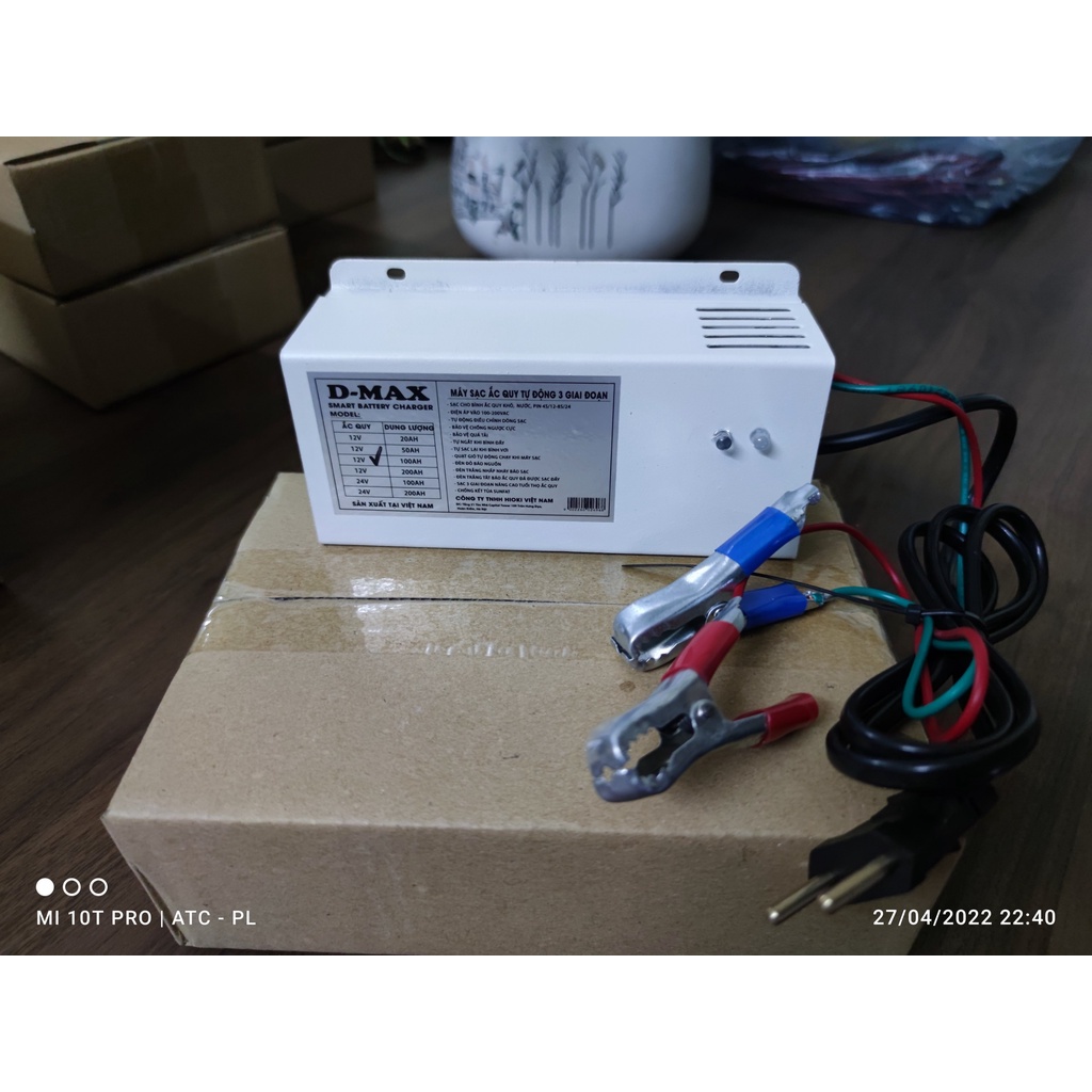 Sạc ắc quy ô tô, xe máy, UPS, ATS tự động 3 giai đoạn Dmax 12V-100Ah - bảo dưỡng phục hồi ắc quy, chống chập cháy.