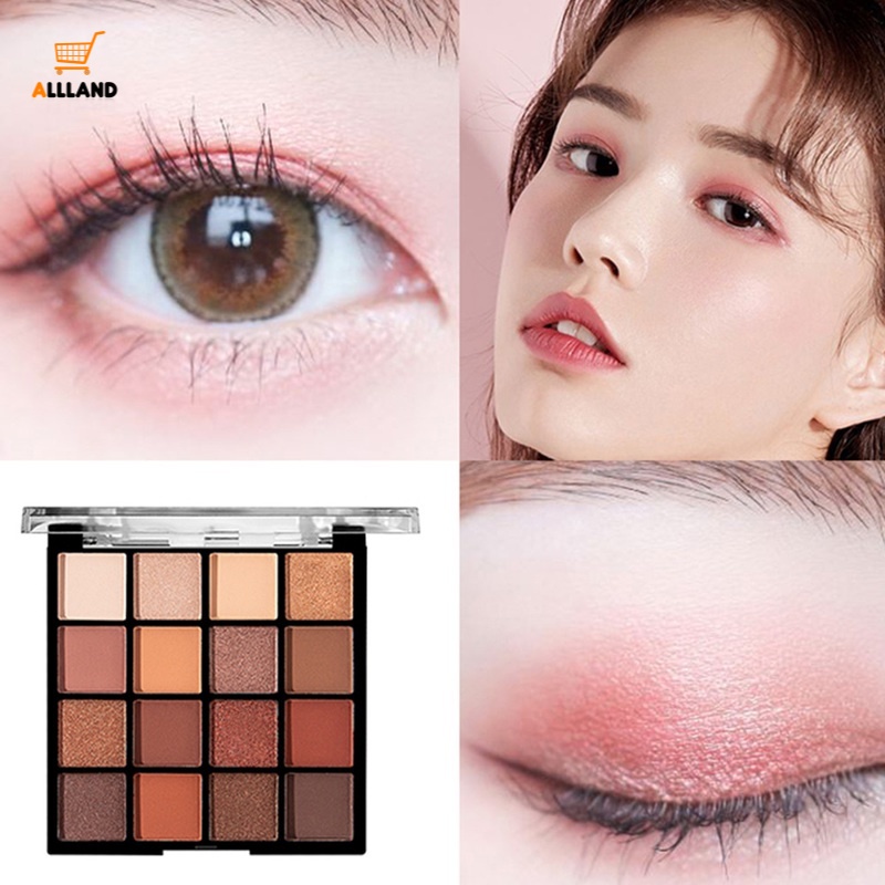 Bảng Phấn Mắt 16 Màu Sắc Hiệu Ứng Lì/ Ánh Nhũ Chống Nước Lâu Phai