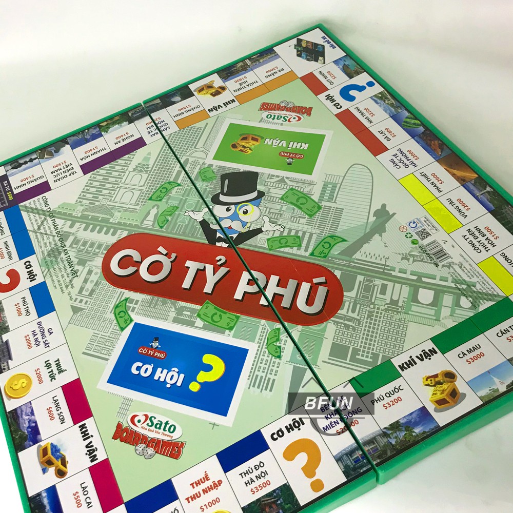 Cờ Tỷ Phú Sato Việt Nam CHÍNH HÃNG Cao Cấp BÀN NHỰA Loại Lớn/ Loại Vừa - Bàn Cờ Tỉ Phú Boardgame Monopoly - Đồ Chơi BFUN