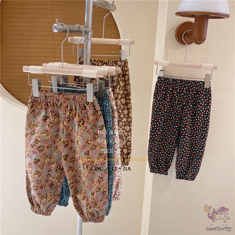 Quần Nhung Dài Lưng Thun In Hoa Kiểu Hàn Quốc Dễ Thương Cho Bé Gái