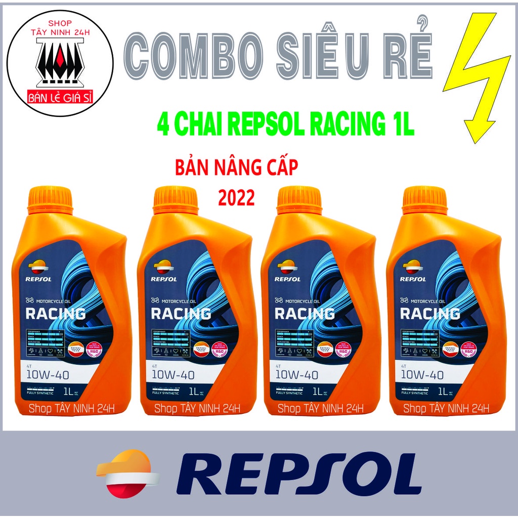 Nhớt xe máy COMBO 4 REPSOL MOTO RACING 10W40 1L giá siêu rẻ