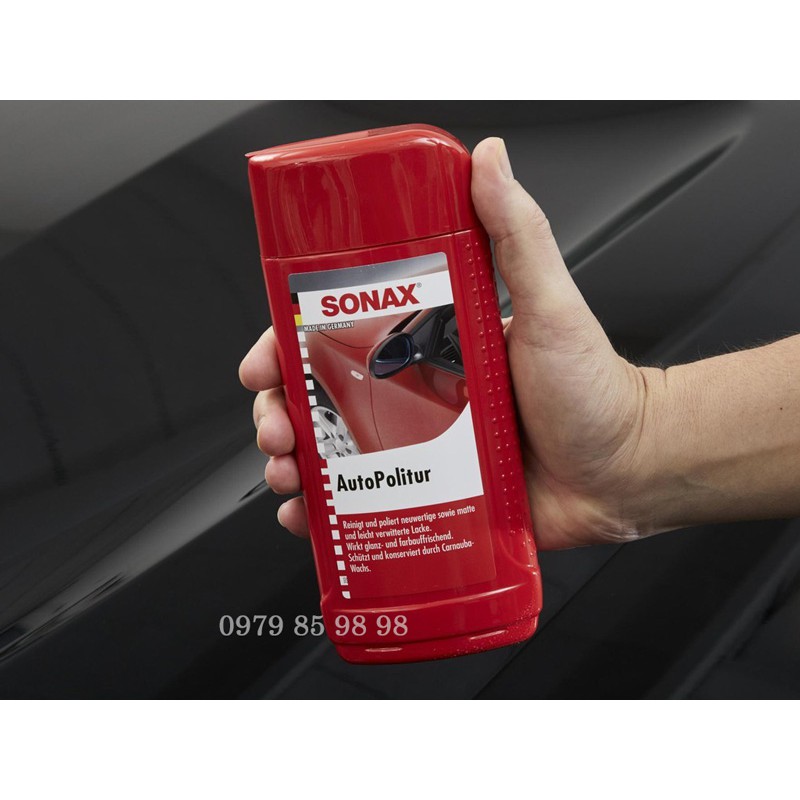 Combo kem đánh bóng xóa xước quầng sơn xe ô tô xe máy và 1 miếng mút xóa hóa chất  SONAX Car polish