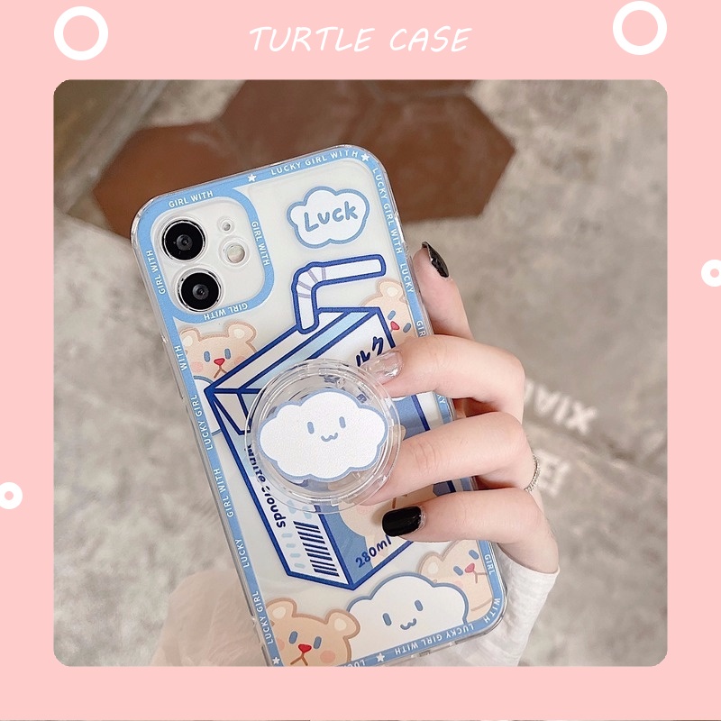 Ốp điện thoại in hoạt hình có giá đỡ cho Iphone 12 xs max 7 8 plus