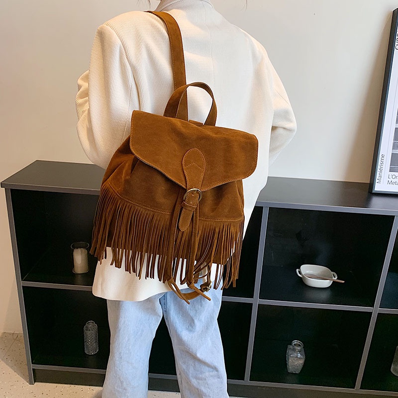 Túi Đeo Vai Hình Vuông Cỡ Nhỏ Thiết Kế Tua Rua Phong Cách Cổ Điển Thời Trang Mới