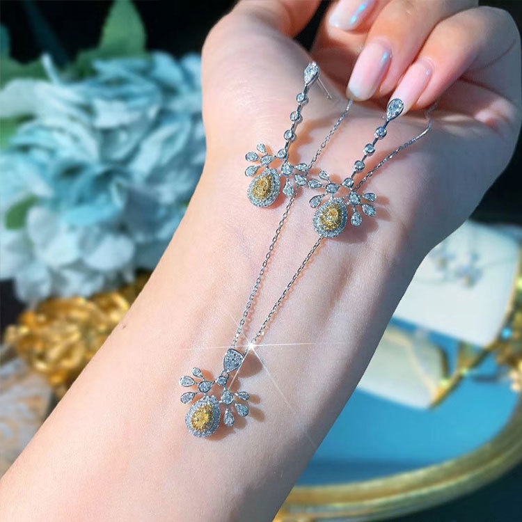 (Mới) Vòng cổ + Bông Tai Hình Giọt Nước Đá Dễ Thương