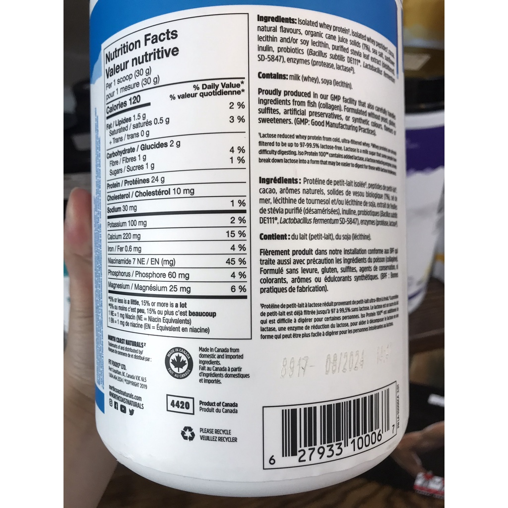 Sữa Tăng Cơ Iso Protein 100 North Coast Naturals Hộp 680g