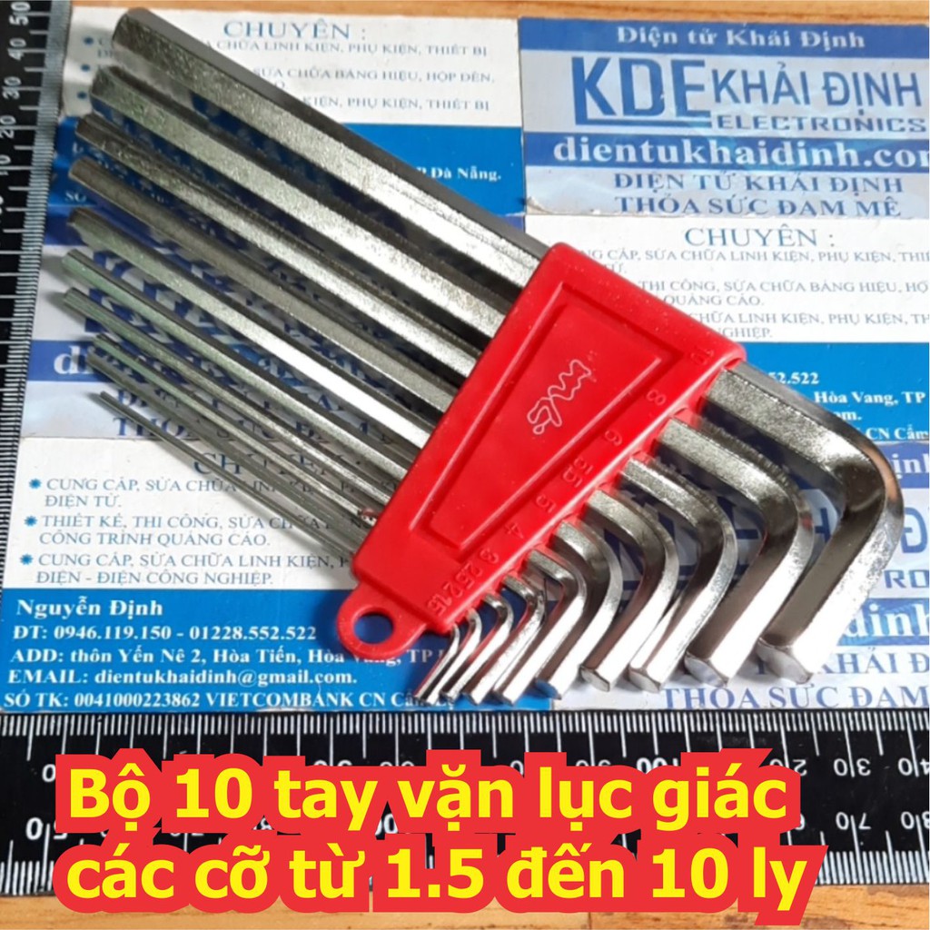 Bộ 10 tay vặn lục giác các cỡ từ 1.5 đến 10 ly kde7740