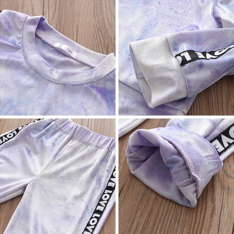 Bộ quần áo BEAR LEADER 2 món vải nhung in chữ thời trang xuân cho trẻ em