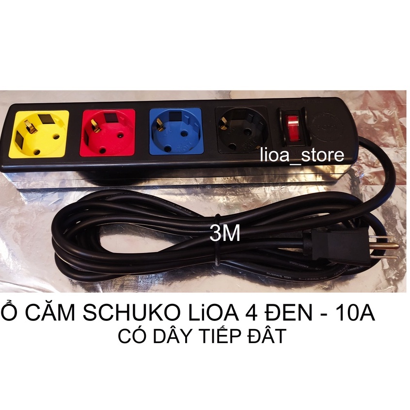 Ổ CẮM SCHUKO LiOA 4 Ổ - CÓ DÂY TIẾP ĐÂT.