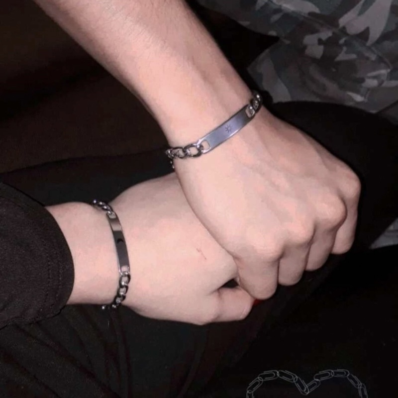 Set 2 Vòng Tay Cặp Đôi Thép Titan Phong Cách Hiphop StreetWear - Vòng tay Hình Mặt Trời Mặt Trăng Đẹp Cá Tính