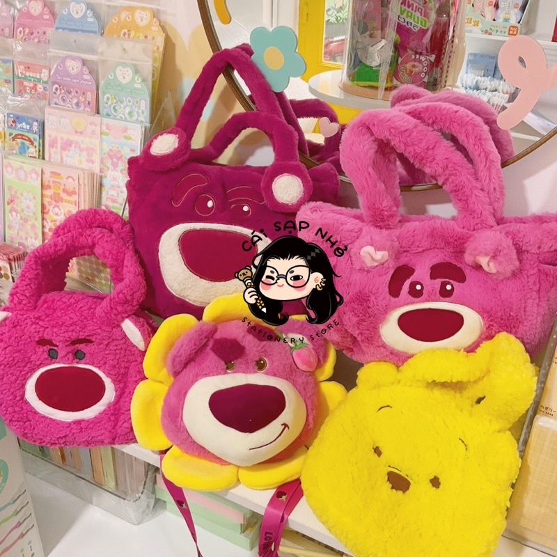 Túi gấu dâu lotso lông mịn dễ thương