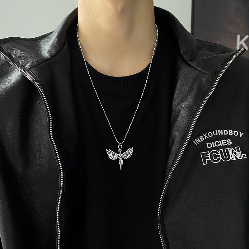 Vòng cổ mặt thiên thần phong cách hip hop Hàn Quốc