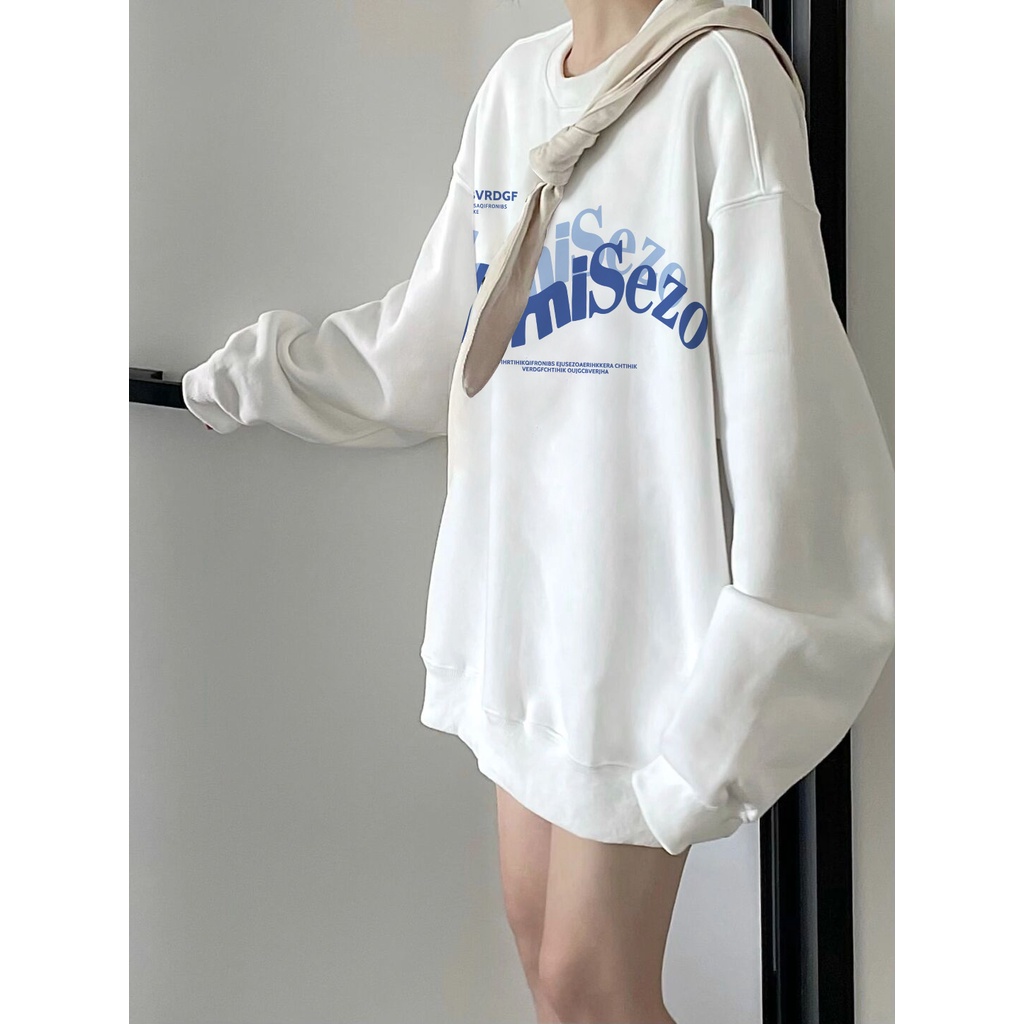 Áo Sweater Cổ Tròn oversize Thời Trang Đường Phố vintage Mỹ Cá Tính Cho Nữ