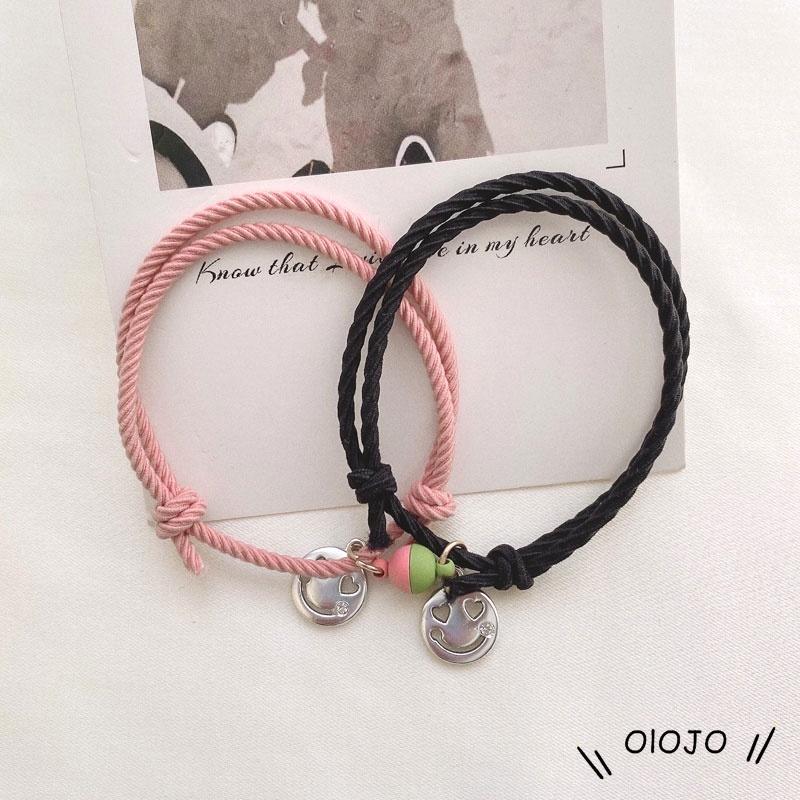 Set 2 Vòng Tay Nam Châm Mặt Cười Dễ Thương