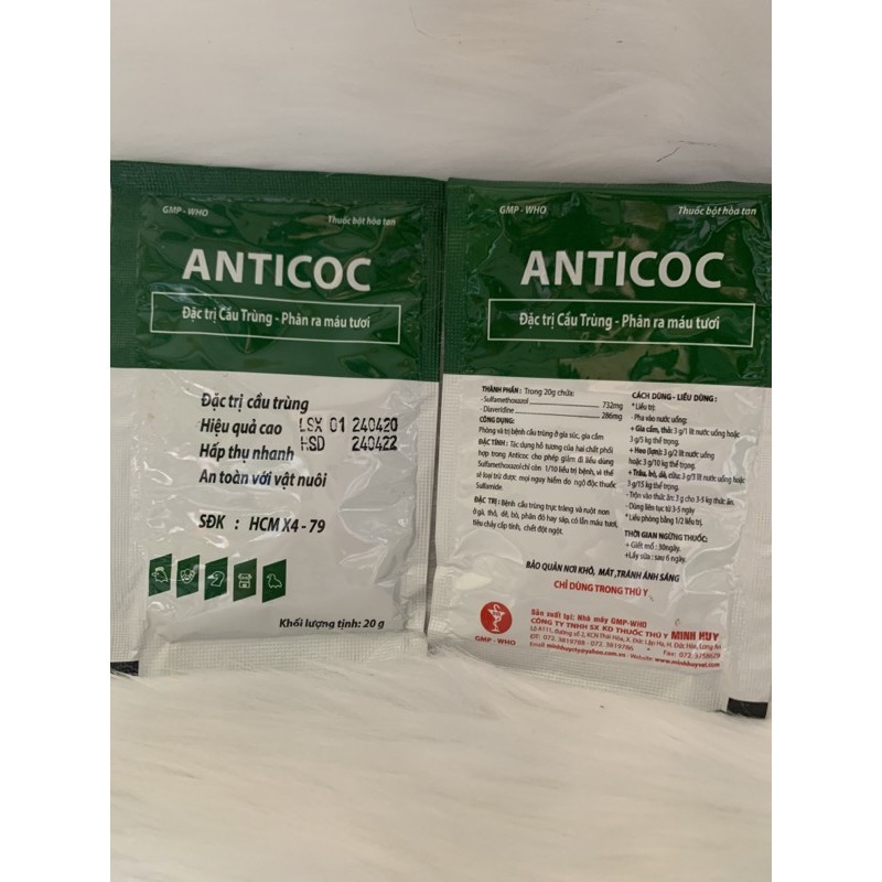 5 gói Anticoc 20g - Cầu trùng thỏ, gia cầm, gia súc