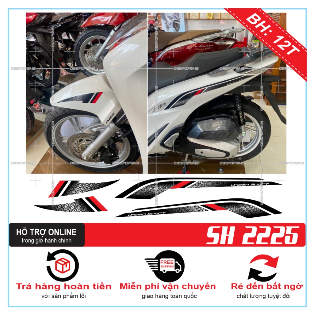 TEM XE SH 2020 ĐỎ ĐEN DÁN XE TRẮNG 1 -- SHIN DECAL 2