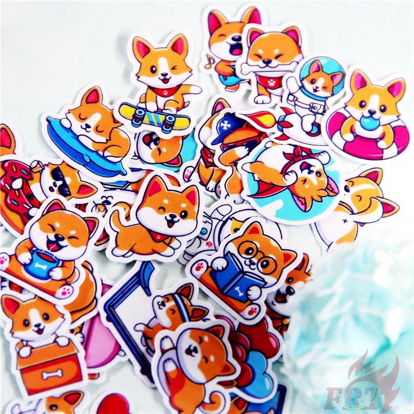 ★★★ Q Shiba Inu &amp; Corgi Q-1 Funny Life Mini Diary Manual Stickers ★★★ 48Pcs/Set Pets Dogs DIY Fashion Scrapbooks Album Decor Decals Stickers