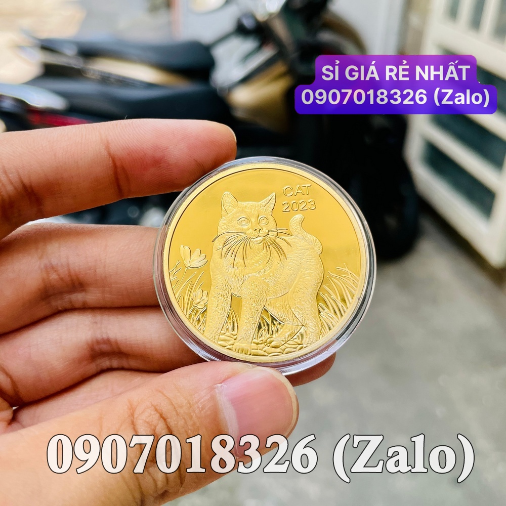 1 đồng tiền Xu Hình Con Mèo Vàng từ Úc lì xì Tết sang trọng