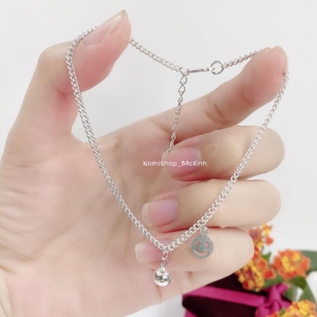 Lắc chân bạc thời trang, mặt cười và chuông bạc tạo nét khoẻ khoắn vui tươi Mainomi Shop Bạc Xinh