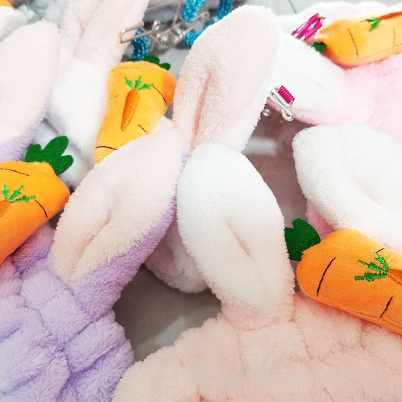 Băng Đô Cài Tóc Hình Tai Thỏ Và Cà Rốt Bằng Lông Nhung Dễ Thương Xinh Xắn