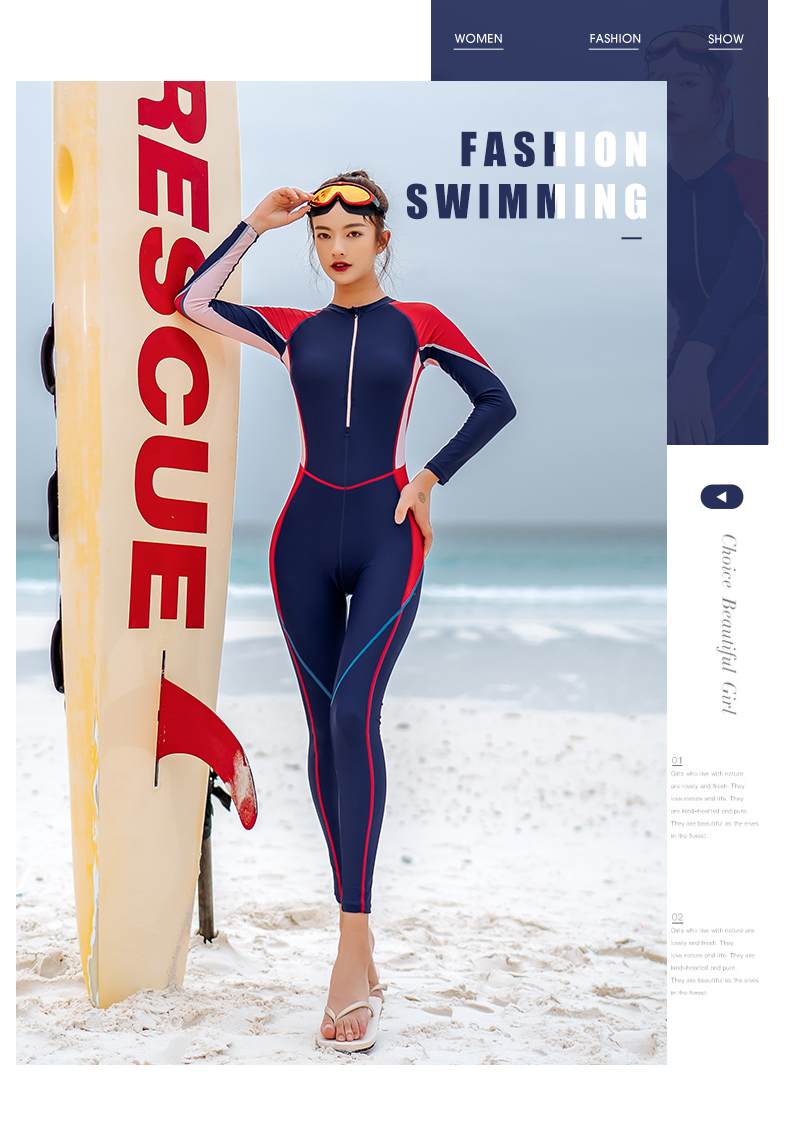 Đồ Bơi Liền Thân Tay Dài Chống Nắng Cho Nữ | BigBuy360 - bigbuy360.vn