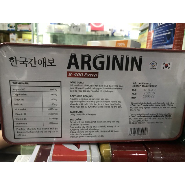 Viên bổ gan ARGININ Giúp tăng cường chức năng gan - Hộp 60 viên