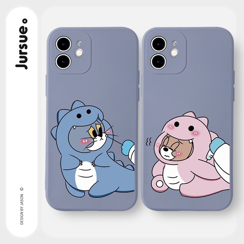 Ốp lưng JURSUE hoạt hình cặp đôi dễ thương đẹp cho iPhone 13 12 11 Pro Max SE 2020 X XR XS 8 7 ip 6S 6 Plus kute Y1915