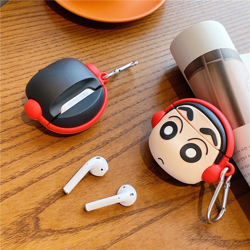 Vỏ bảo vệ hộp sạc tai nghe AirPods1 / 2 chống trượt chống rơi hình cậu bé bút chì dễ thương