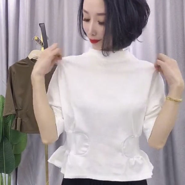 Áo Thun Ôm Tay Lửng 95% Cotton Thời Trang Mùa Thu Mới Cho Nữ 2021