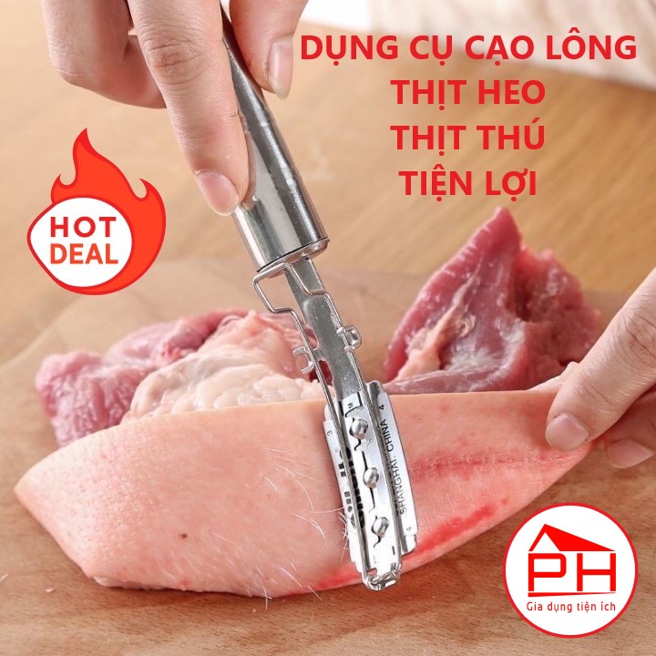 Dụng cụ CẠO LÔNG HEO INOX siêu bền làm sạch lông lơn chân giò gia súc gia cầm dễ dàng tiện lợi - Gia dụng Phước Hòa