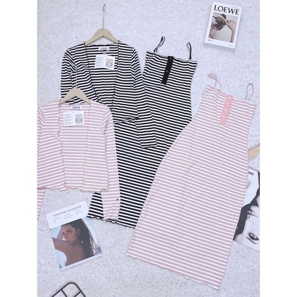 SÉT VÁYLEN KẺ MIX ÁO CARDIGAN