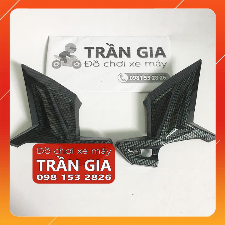 Ốp gác để chân sau xe AB airblade năm 2016-2017-2018-2019 xi inox cacbon carbon - phụ kiện trang trí Air blade